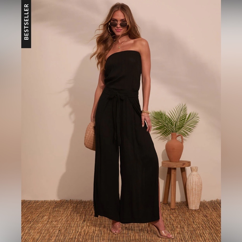 Vici Off Shoulder Strapless Wide Leg Jumpsuit Size L NWT - Picture 5 of 15